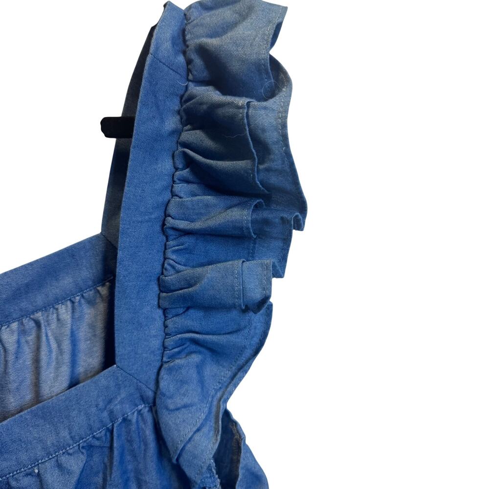 NWT Cottagecore Mi Ami Chambray Ruffle Tiered Tank Top Blouse Blue L Babydoll - Picture 3 of 8